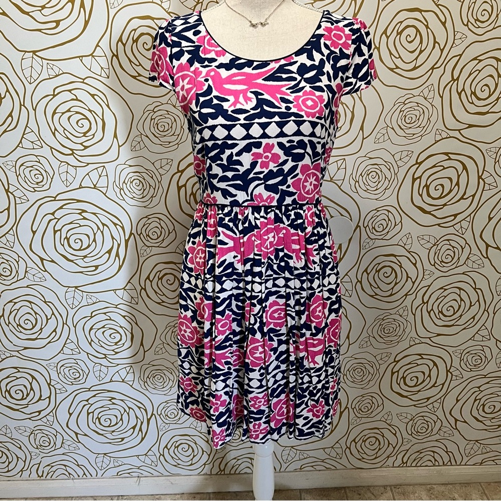 Anthropologie Maeve "Peralta" floral bird dress